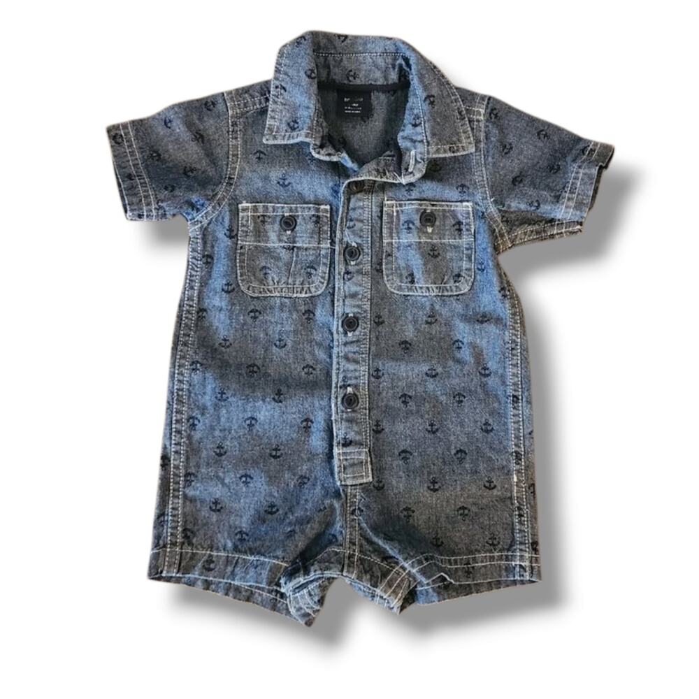 Baby Gap Anchors Print Denim Shorts Romper